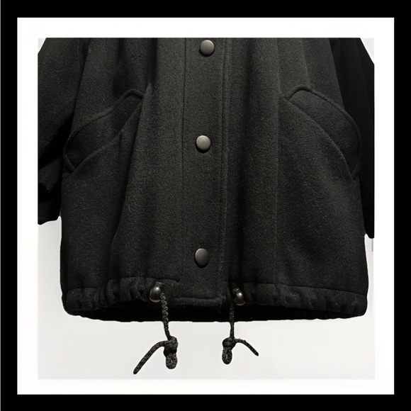 Fleet Street Wool & Suede Black 80s Jacket ~ Shoulder Pads~ Pockets~ Cinch - Picture 6 of 9